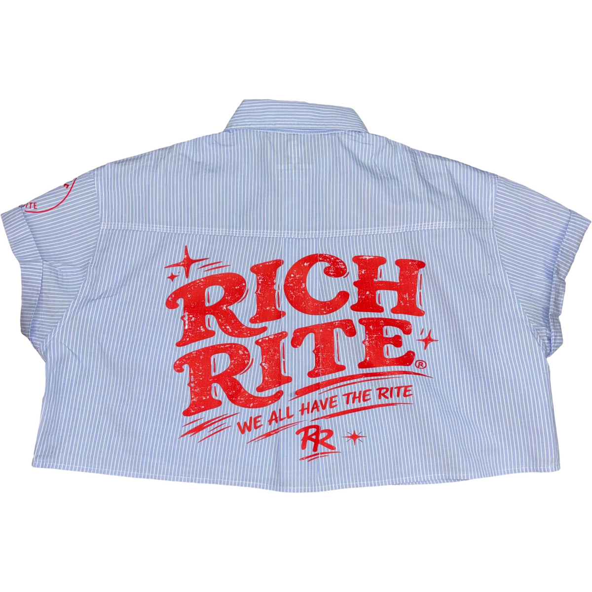 Rich Rite Striped Boxy Cropped Shirt.  ***PRE-ORDER. PLEASE ALLOW UP TO TWO WEEKS FOR DELIVERY FOR THIS ITEM***