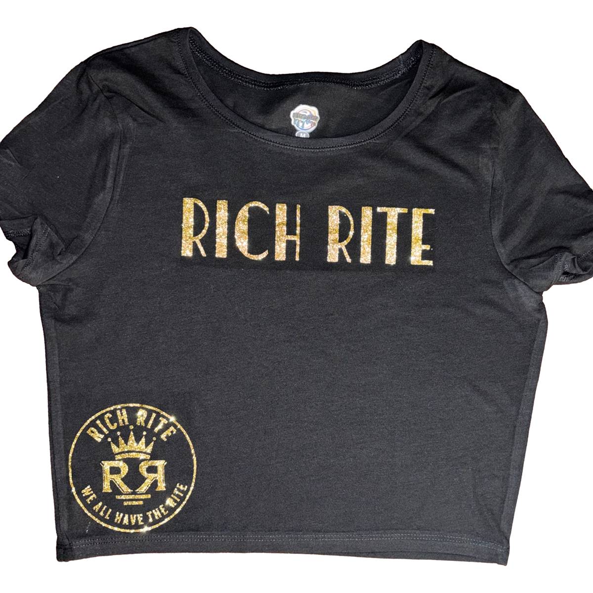 Rich Rite Gold Glitter Fitted Crop Top