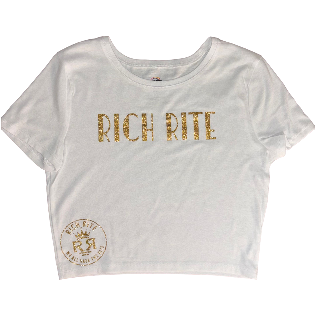 Rich Rite Gold Glitter Fitted Crop Top