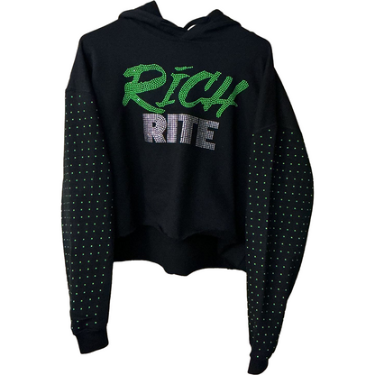 Rich Rite Rhinestone Cropped Hoodie