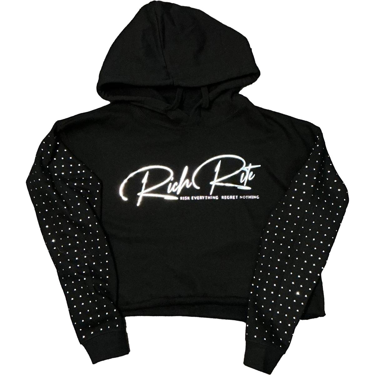 Rich Rite Foil/Rhinestone Cropped Hoodie