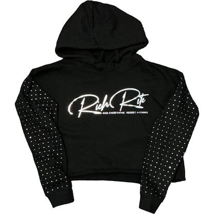Rich Rite Foil/Rhinestone Cropped Hoodie