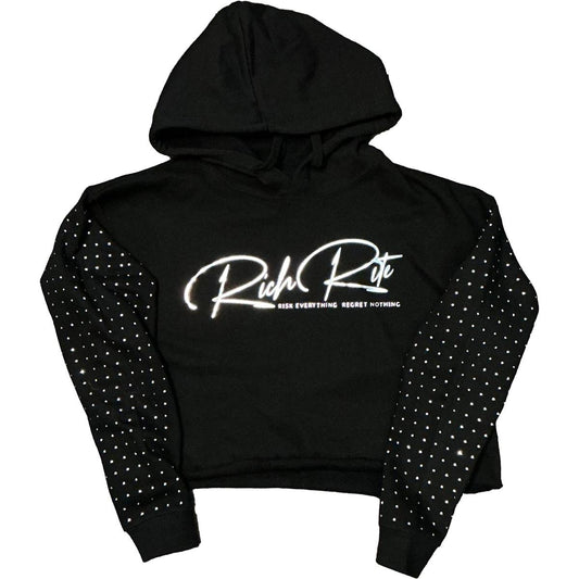 Rich Rite Foil/Rhinestone Cropped Hoodie