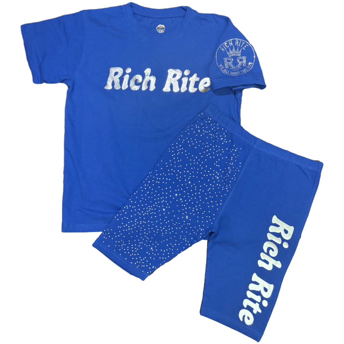 Rich Rite Rhinestone Biker Short Set