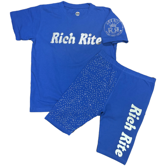 Rich Rite Rhinestone Biker Short Set