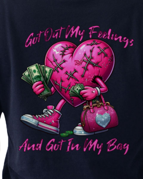 Got Out My Feelings And Got In My Bag Relaxed Fit Cropped Graphic T-shirt