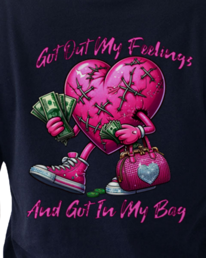 Got Out My Feelings And Got In My Bag Relaxed Fit Cropped Graphic T-shirt